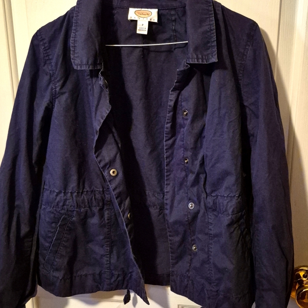 Dark blue petite wind jacket teen/ womens Talbots 100% cotton
